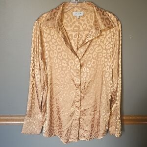 Women's Gold Leopard Print Blouse